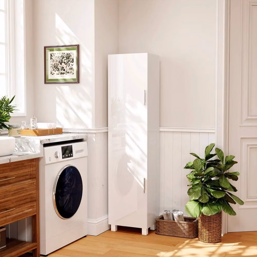 Wyld Haus Valatti Freestanding Tall Bathroom Storage Cabinet in White High Gloss, H 167.5 x W 40.0 x D 30.0 cm – 3