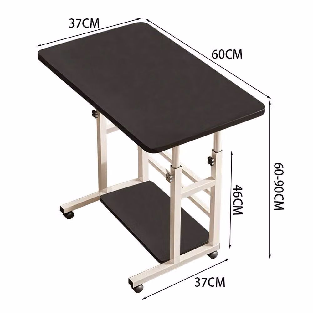 Living and Home Height Adjustable 2-Tier Mobile Overbed Desk with Shelves and Castors, Black – 5