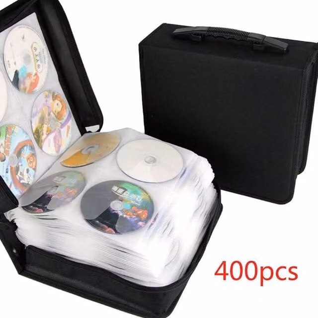 SPETLEK CD DVD Disc Storage Bag and Protector Case, Black, 400 Disc Capacity