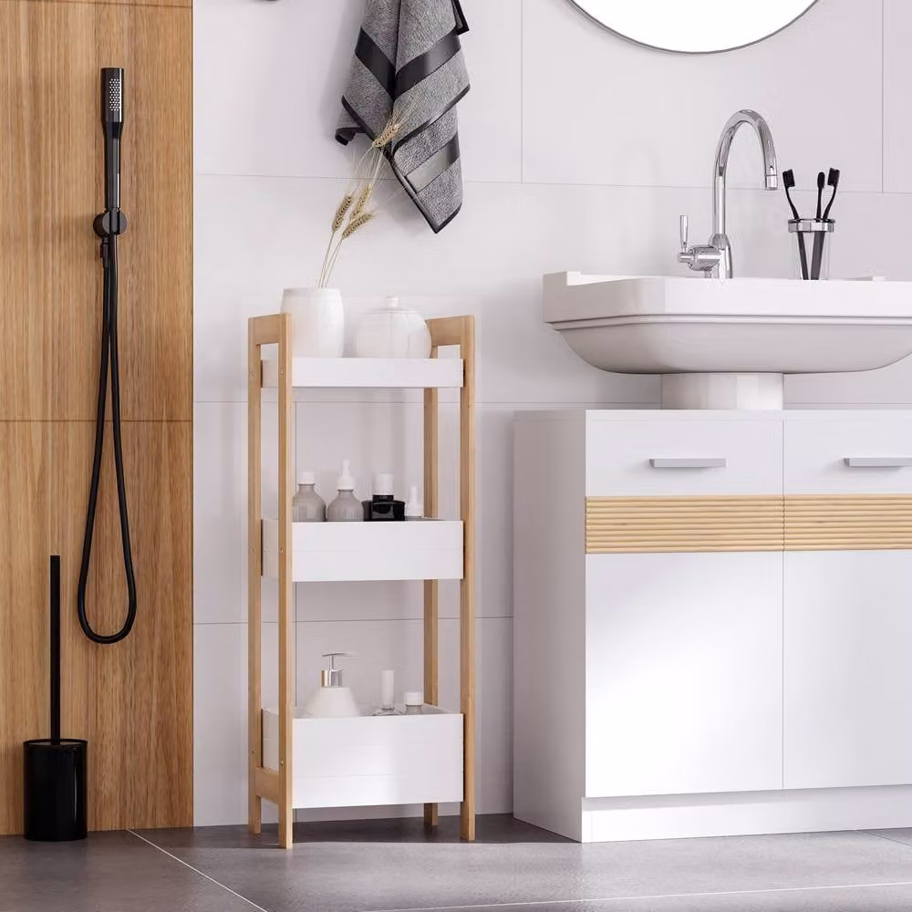 STILVORA 3-Tier White Freestanding Bathroom and Kitchen Rack with Shelves – 2