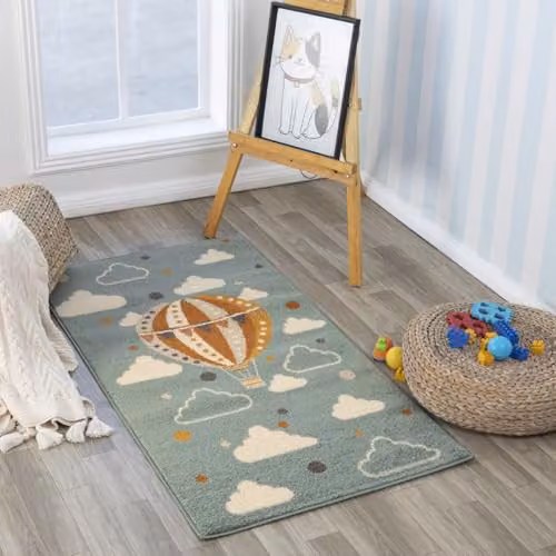 Livabliss Kids Motif Washable Rug in Petrol Blue, W: 80 cm, L: 150 cm