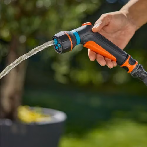 Gardena Classic Compact Multi-Pattern Nozzle in Grey, Orange and Turquoise – 5