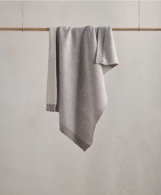 Mamas & Papas Knitted Geometric Baby Blanket in Grey and Beige