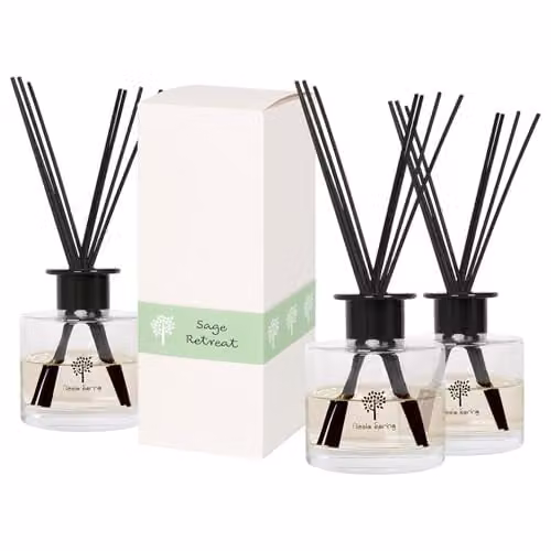 Nicola Spring Sage Retreat Glass Reed Diffuser, 200ml, Green and Transparent Spicy Scented Air Freshener with Sticks – 1