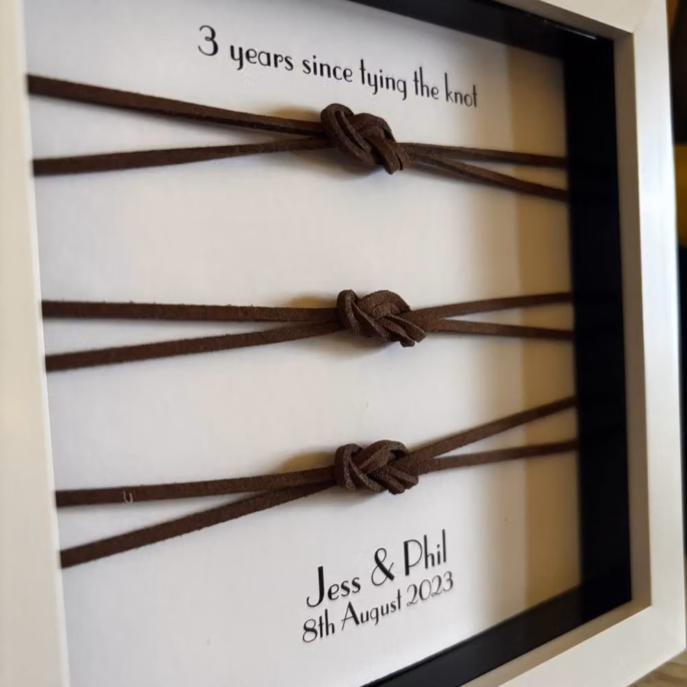 Afewhometruths Personalised Faux Leather Anniversary Gift in a White Frame – 3
