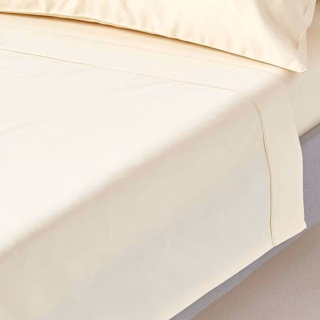 Homescapes 1000 Thread Count Egyptian Combed Cotton Mako Satin Flat Sheet, Beige, W: 200 cm x L: 200 cm