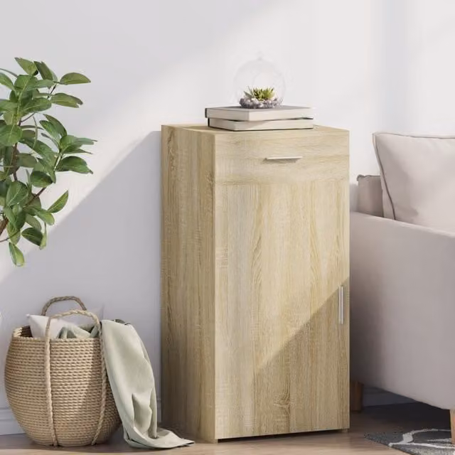 Berkfield Home Sonoma Oak Sideboard in Brown and Beige, W/D/H: 45 x 42.5 x 93 cm – 1