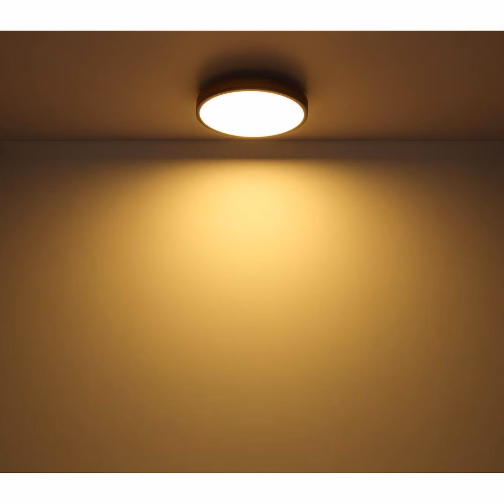 Netlighting Doro Round LED Flush Ceiling Light in Grey and Wood, Diameter: 45 cm – 6