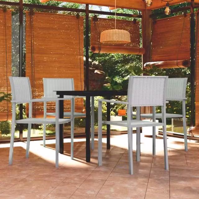 Berkfield Home 5 Piece Modern Garden Dining Set in White