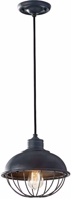 Loops Antique Black Metal Single Bulb Pendant Ceiling Light Fitting with E27 LED Compatibility