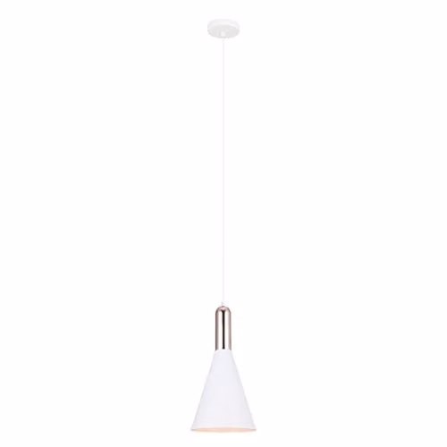 Netlighting Modern Cone Suspended Pendant Light in White and Copper with E27 Socket