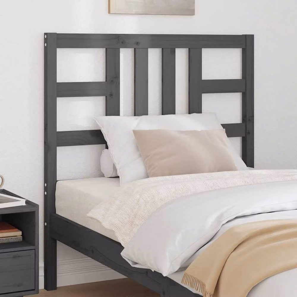 Berkfield Home Beautiful Bed Headboard in Grey Solid Pine Wood, W/D/H: 96 x 4 x 100 cm – 2