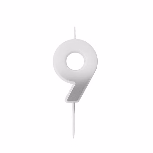 Hootyballoo Silver Ombre Number 9 Birthday Candle
