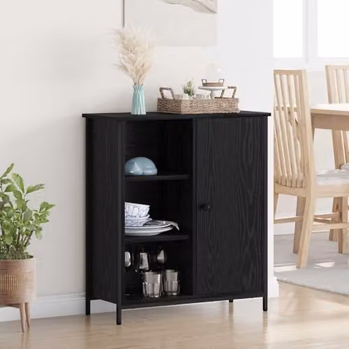 vidaXL Modern Black Sideboard in Black Oak, W/D/H: 70 x 30 x 80 cm – 2