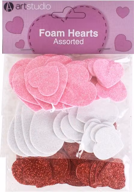 Art Studio Multicolour Foam Hearts in Red, White and Pink