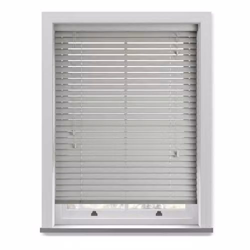 New Edge Blinds Made to Measure Wood Venetian Blind with Cord in Grey, W/D/H: 180.0 x 210.0 x 50.0 cm