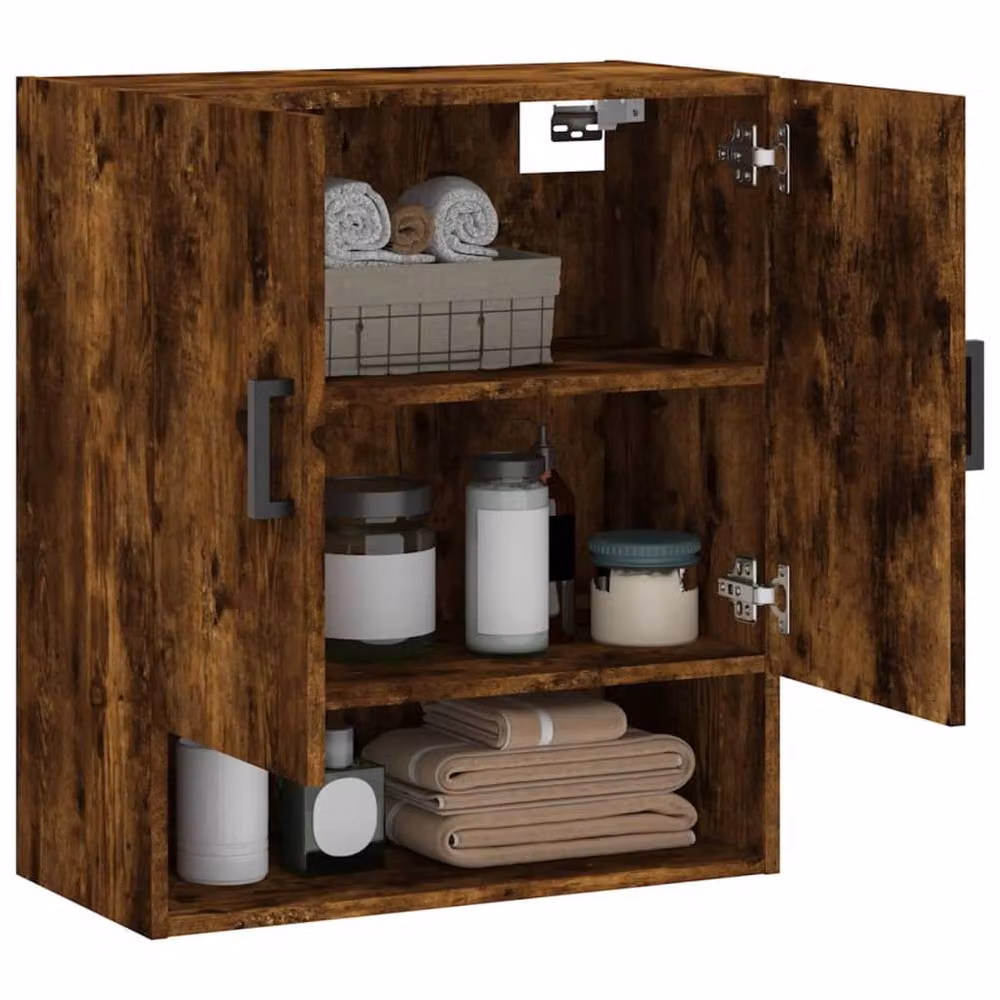 Berkfield Home Smoked Oak Wall Cabinet in Brown, W/D/H: 60 x 31 x 70 cm – 4