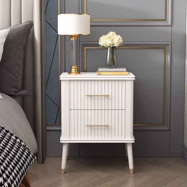 Cabinet Bits Modern White Metal Bedside Table