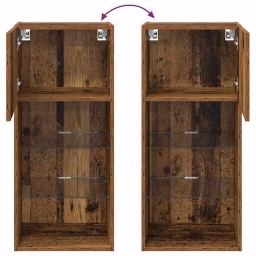 vidaXL Wall-mounted Modern TV Cabinet in Brown with Glass Doors and Integrated Lighting, W/D/H: 40.5 x 30 x 90 cm – 4