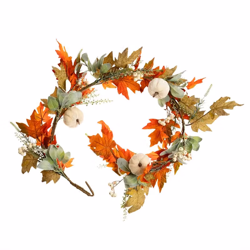 Scottish Everlastings Ltd Pumpkin Garland in Green and Orange, 150 cm – 3