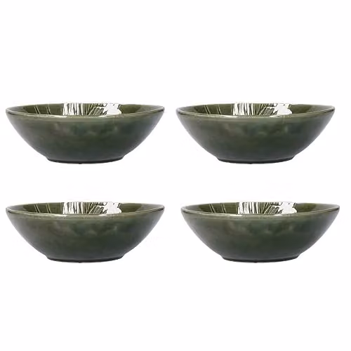 Mikasa Jardin Floral Stoneware Pasta Bowl Set, Green, 4 Pieces, Diameter: 20 cm