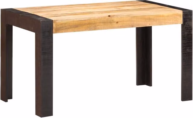 Berkfield Home Rectangular Dining Table in Brown Solid Mango Wood W/D/H: 140 x 70 x 76 cm