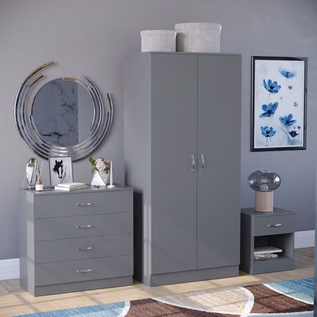 Home Discount Vida Designs Riano Trio 3 Piece Grey Bedroom Storage Furniture Set – 1