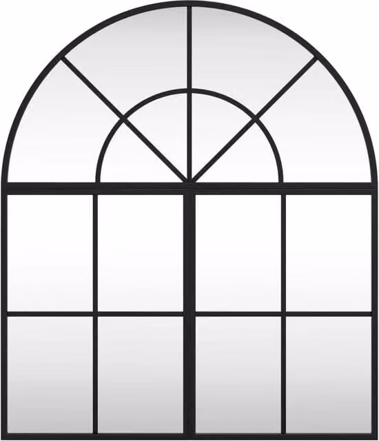 Berkfield Home Black Arch Wall Mirror with Metal and Glass Frame W: 60 cm, H: 70 cm – 1