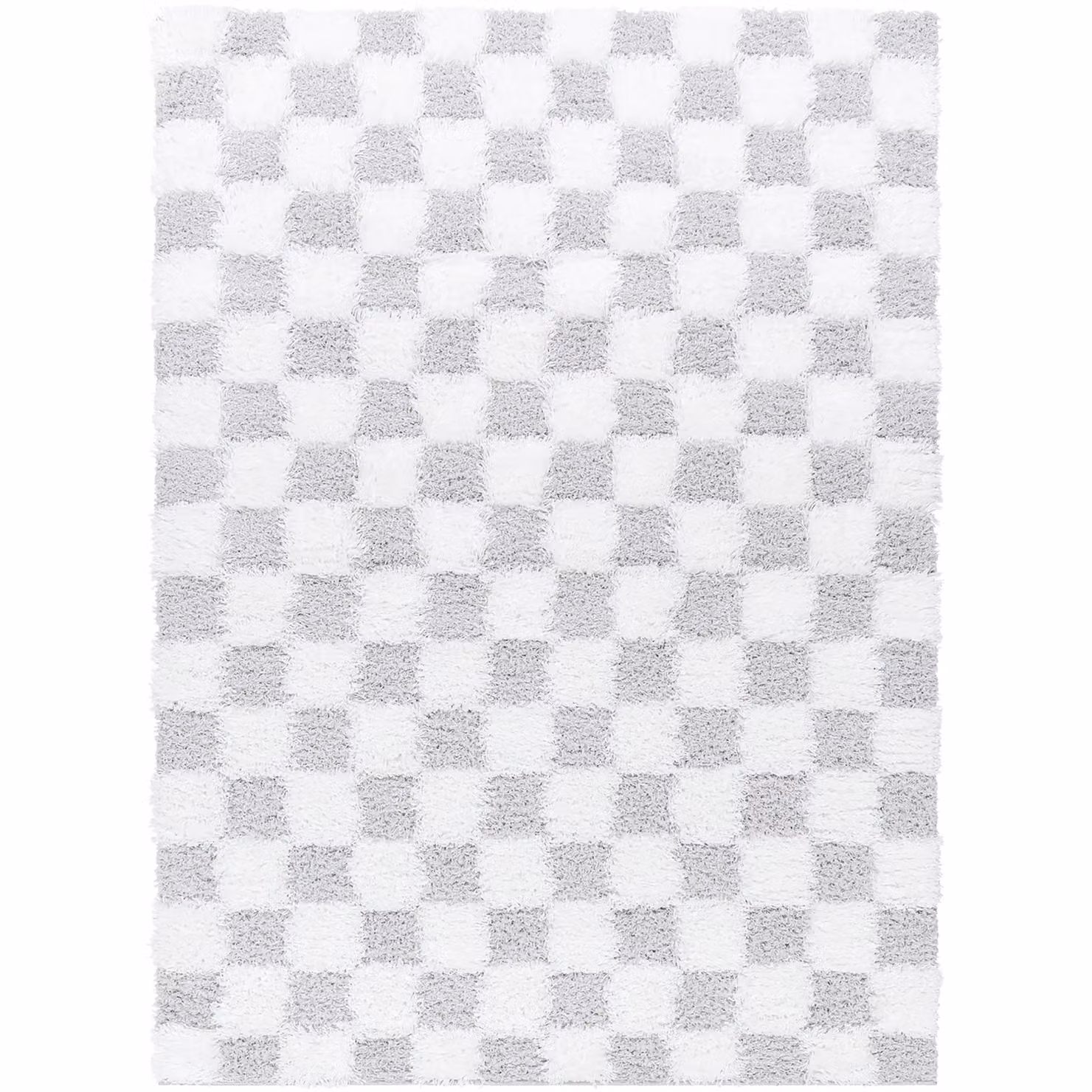 Livabliss Urban Checkerboard Plush Pile Living Room Rug in Light Grey, W: 160 cm, D: 220 cm – 2