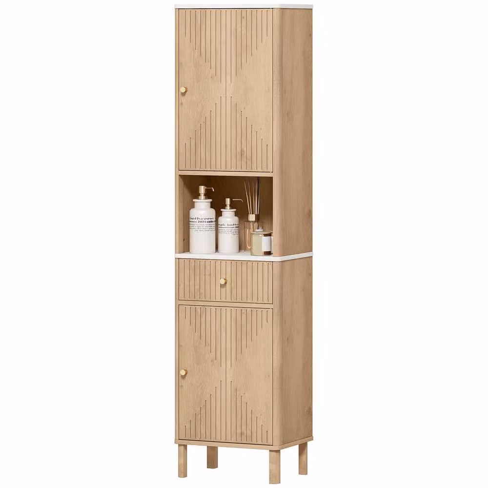 STILVORA Scandinavian Style Bathroom Cabinet in Light Oak with Internal Drawers and Shelves – 2