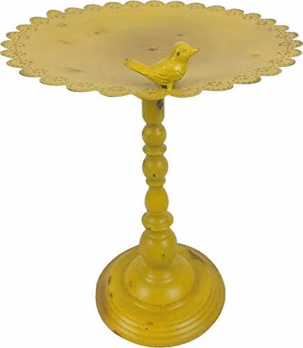 St Helens Home & Garden Ornamental Pedestal Bird Bath in Yellow Metal – 2