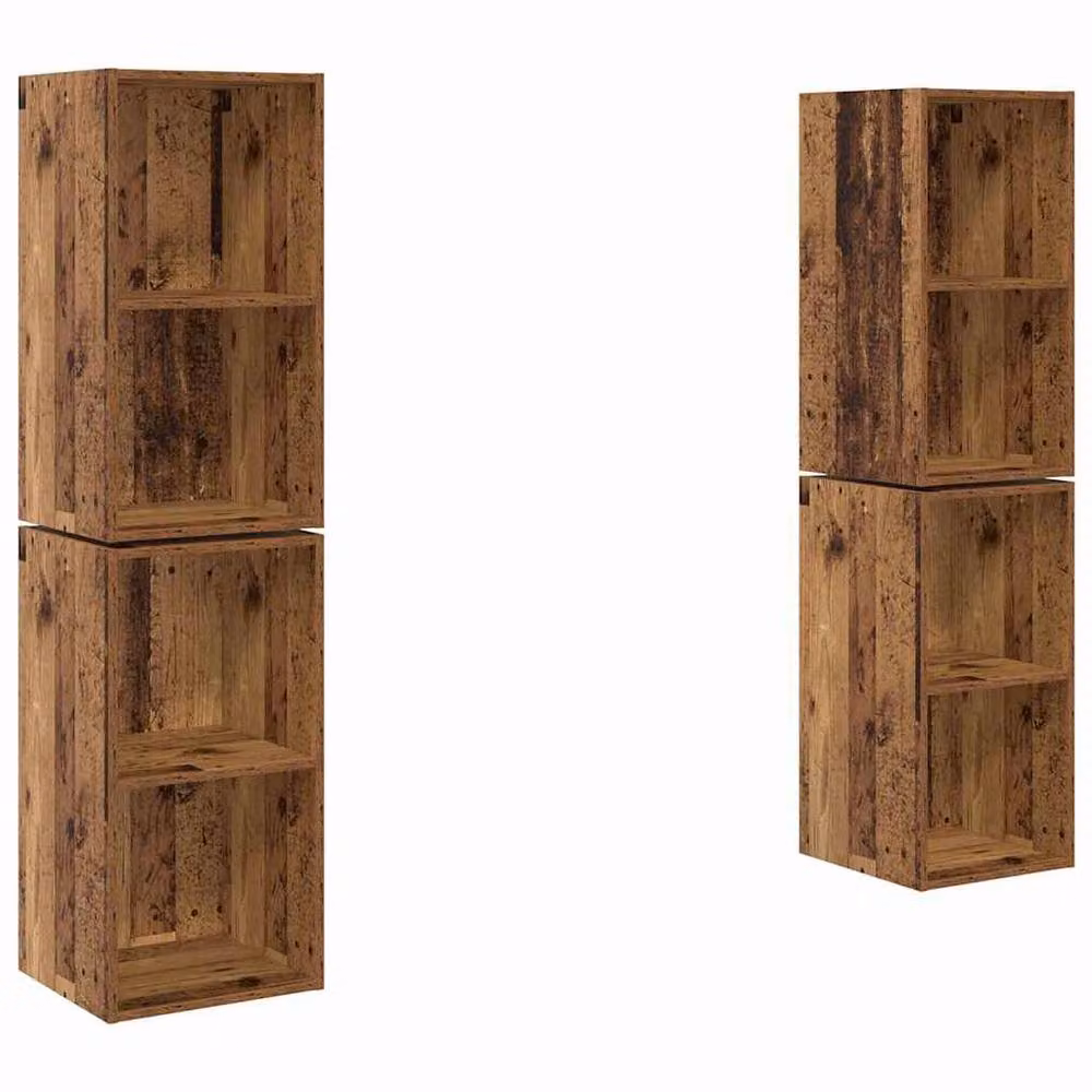 Berkfield Home 4 Piece Wall TV Cabinet in Old Wood Brown, W/D/H: 37 x 37 x 72 cm – 3