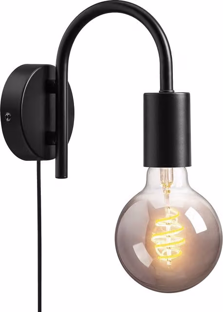 Nordlux Paco Industrial Wall Light in Black Metal with E27 Socket