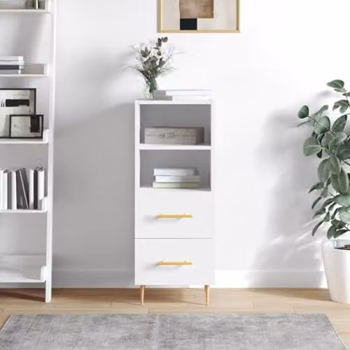 vidaXL Modern High Gloss White Sideboard in Engineered Wood W/D/H: 34.5 x 34.0 x 90.0 cm – 1