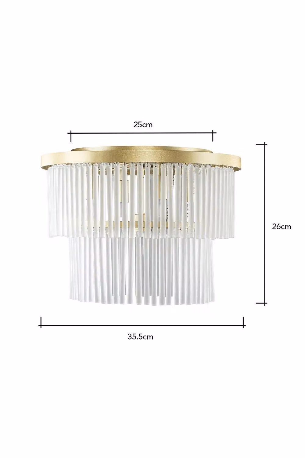 BHS Lighting Aubrey Art Deco Flush Ceiling Light in Gold and Glass – 3