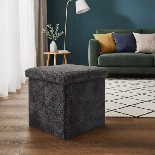 Snug City Teddy Soft Square Storage Box with Lid in Black