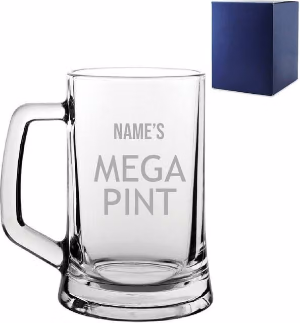 Uniqueful Personalised Mega Pint Beer Glass Tankard with Modern Design, 568 ml, Clear – 1