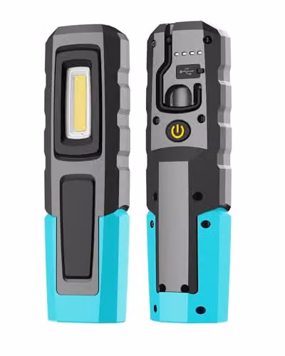 KOOLITE Rechargeable LED Work Light, 600LM Waterproof Inspection Lamp with Magnetic Stand and Clip, Blue – 7