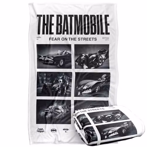 Warner Bros. Batman Batmobiles Live Shots Super Soft Silky Touch Fleece Throw Blanket, Multicolour, W: 91.44 cm x D: 147 cm