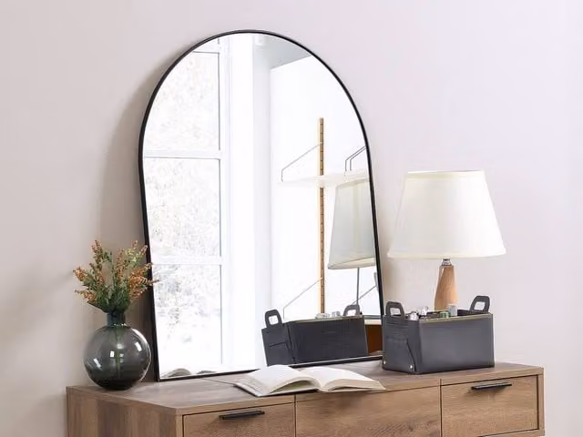 Vente-unique Metal Arch Wall Mirror in Black and Gold, W: 65 cm, H: 80 cm