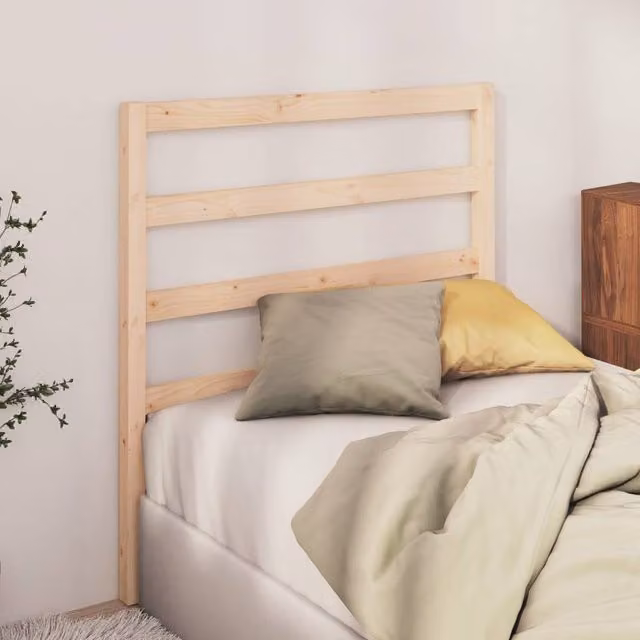 Berkfield Home Beautiful Solid Wood Pine Bed Headboard in Beige, W/D/H: 95 x 4 x 100 cm – 1