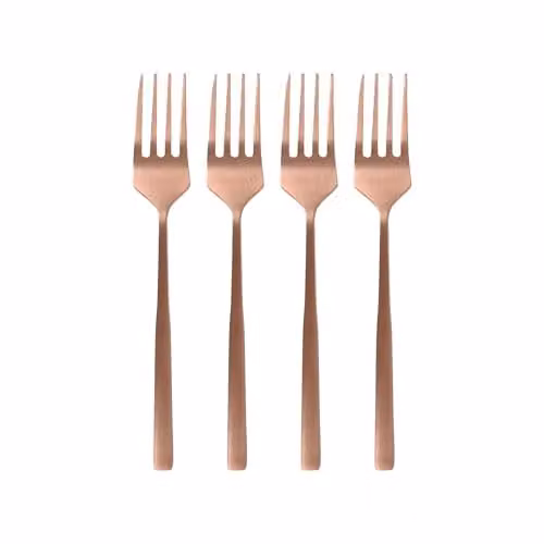 Argon Tableware Copper Coated Stainless Steel Cake Forks, Set of 4, 15cm