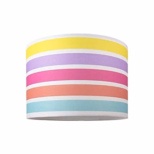 Happy Homewares Modern Multicolour Rainbow Stripe Cotton Fabric Round Lamp Shade – 1