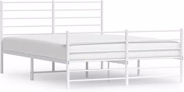 Berkfield Home Metal Bed Frame with Headboard and Footboard in White, W/D/H: 120 x 200 cm