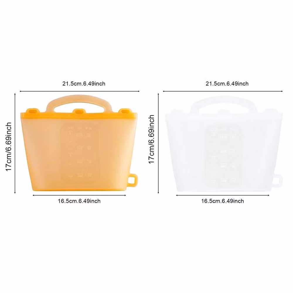 SPETLEK 4-Pack Yellow Transparent Silicone Food Storage Bags, Leakproof, Microwave, Freezer and Dishwasher Safe – 2