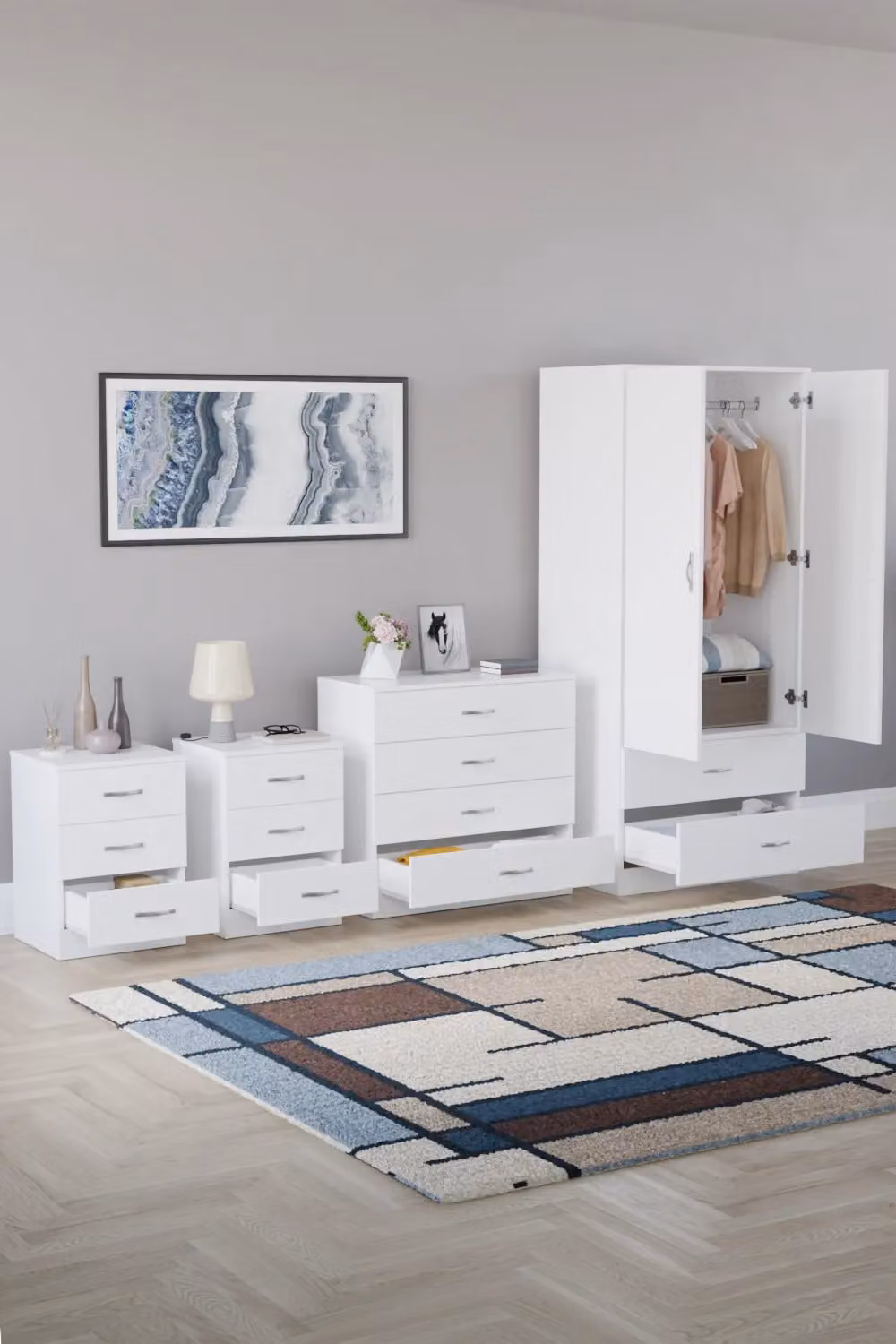 Home Discount Vida Designs Riano 4 Piece White Bedroom Set – 1