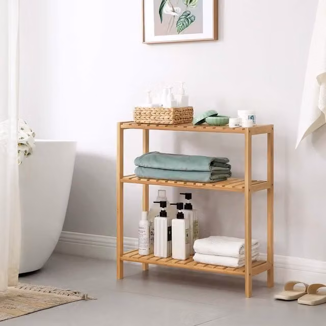 SONGMICS 3 Tier Bamboo Shoe Rack in Natural Brown – 1