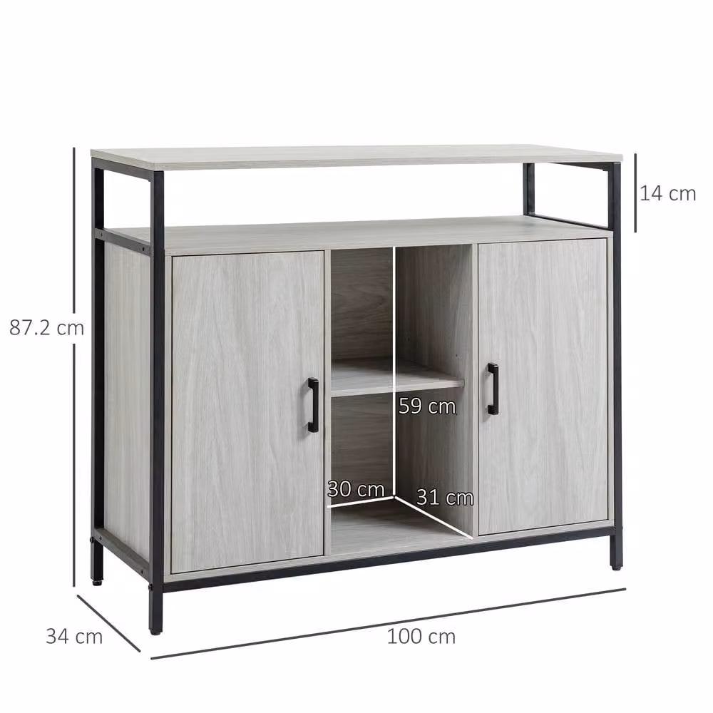 STILVORA Industrial Sideboard with 2 Doors and Adjustable Shelves in Grey – 3