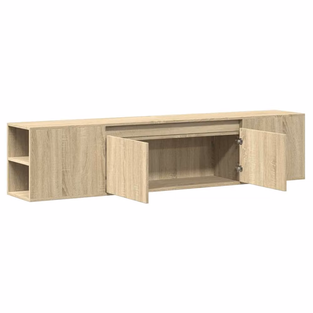 Berkfield Home LED TV Wall Cabinet in Sonoma Oak, Light Brown, W: 180 cm, D: 31 cm, H: 39.5 cm – 4
