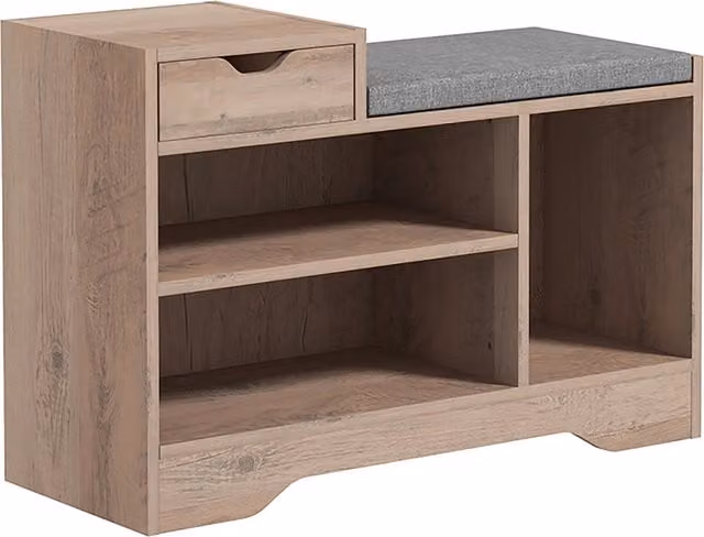 HOMCOM Multi-Compartment Shoe Bench with Fabric Seat in Grey, W/D/H: 76.5 x 30 x 135 cm